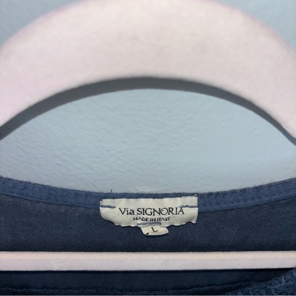 100% Linen Via Signoria Dress with Crochet Trim | Made in Italy | Size L | Vacay - Picture 5 of 12